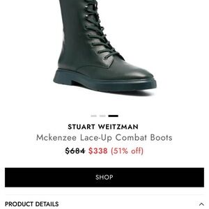 Stuart Weitzman Dark Green Combat Boots